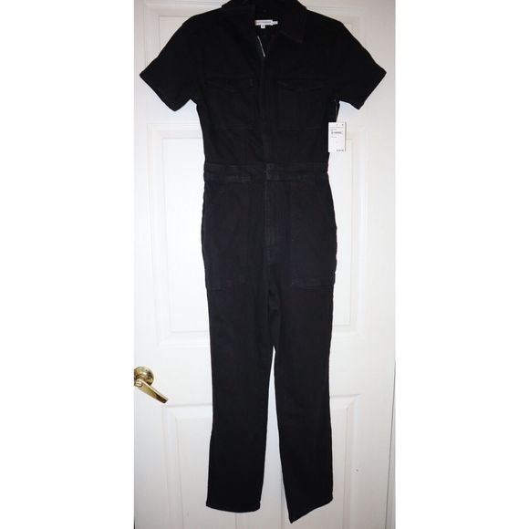 Good American GMJS126 Women's Sz 2 (M) Black Fit For Success Denim Jumpsuit - Picture 12 of 13